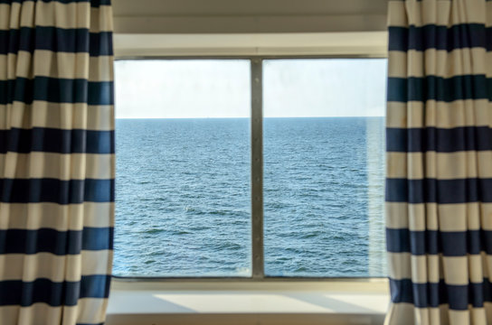 Looking Out The Window On The Boat Overlooking The  Sea Landscape