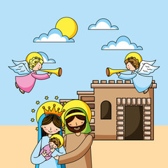 Holy family christian cartoons