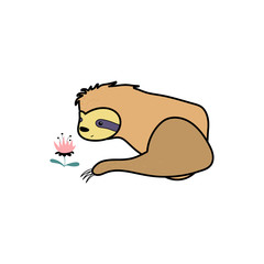 Vector illustration of cute character sloth