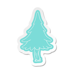 cartoon sticker of woodland pine trees