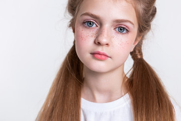 Naklejka premium Peaceful calm good-looking lady with long healthy hair