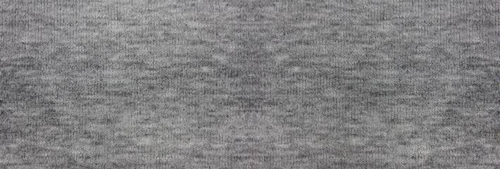 Fototapeta na wymiar Grey fabric elingated texture background. Casual gray cloth wide image with blank copy space for text
