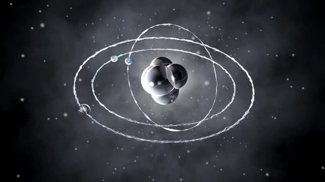 Animation of Atomic with electrons and protons moving in the microcosmos.