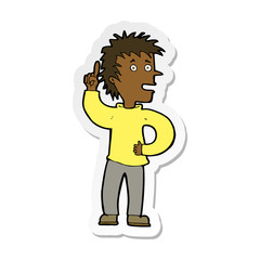 sticker of a cartoon boy with idea