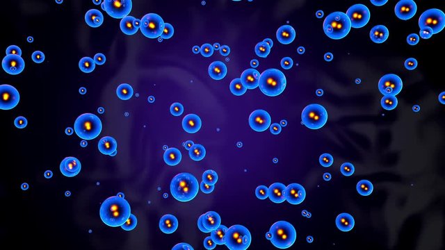 Animation of quantum particles Particles floating in space.