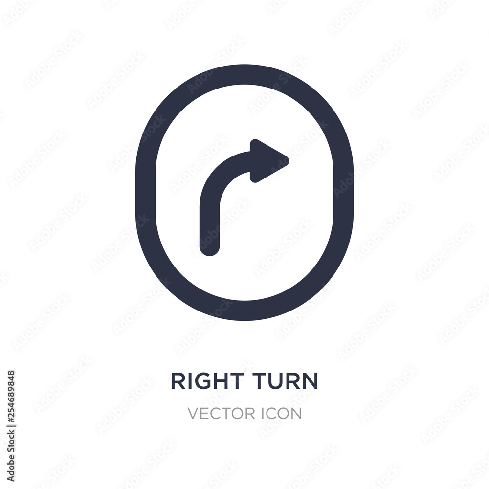 Poster right turn icon on white background. simple element illustration from ui concept.