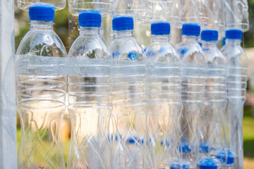 Plastic bottles, Concept of recycling Empty used plastic bottles plastic bottles not used as artificial chairs.