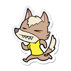 sticker of a angry wolf cartoon