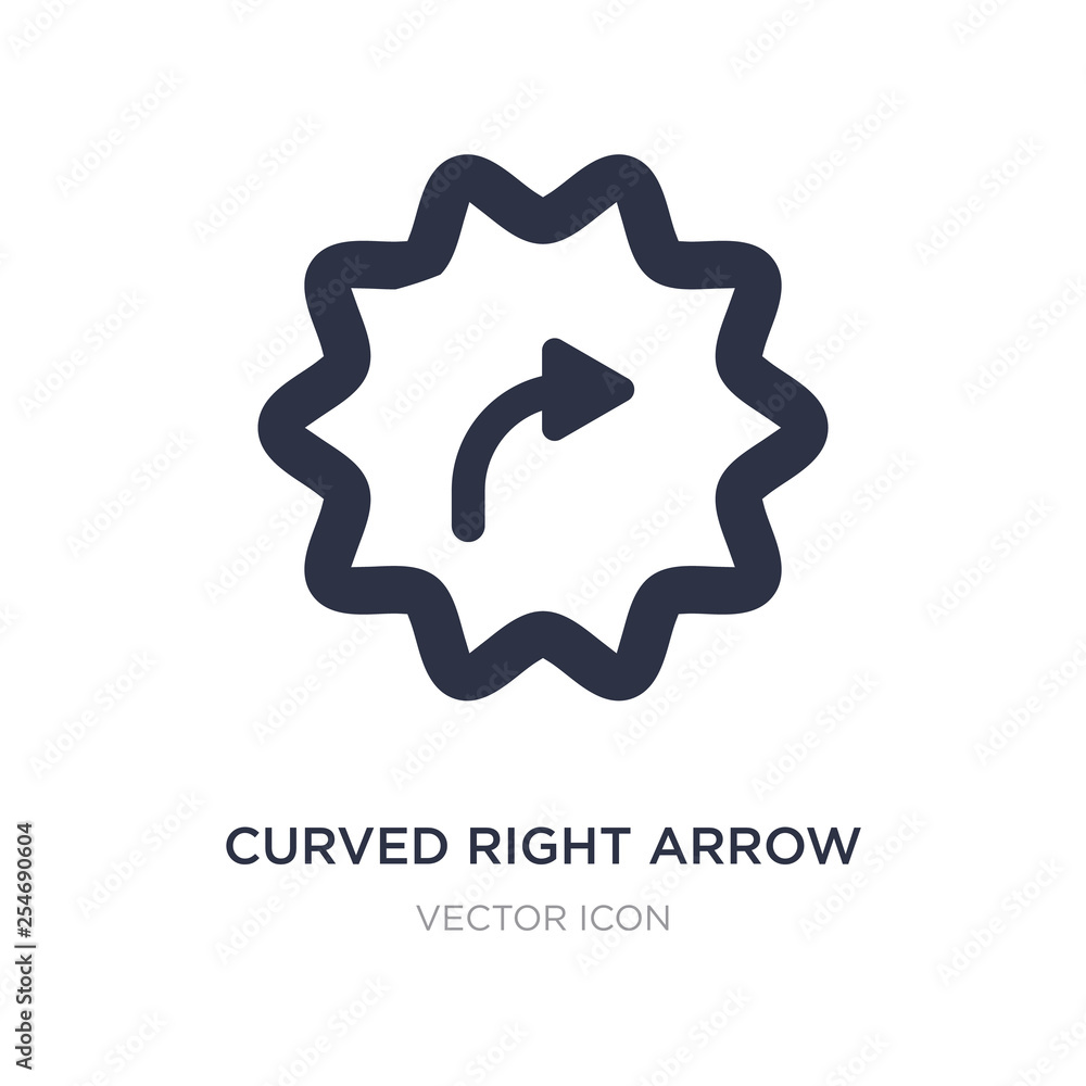 Aufkleber curved right arrow icon on white background. simple element illustration from ui concept.