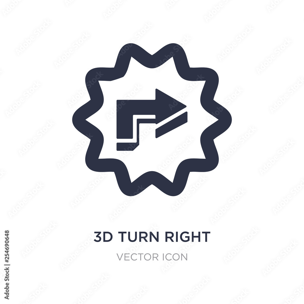Aufkleber 3d turn right arrow icon on white background. simple element illustration from ui concept.