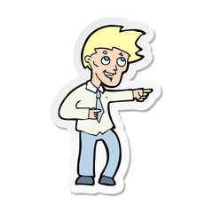 sticker of a cartoon funny office man pointing