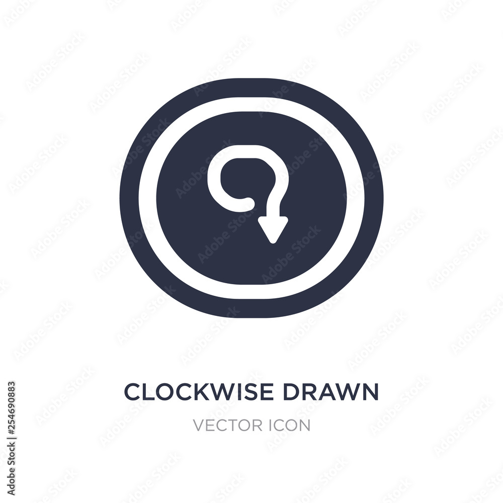 Aufkleber clockwise drawn arrow icon on white background. simple element illustration from ui concept.