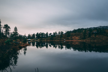 Reflections over a Norwegian lake 