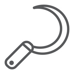 Sickle line icon, tool and agriculture, blade sign, vector graphics, a linear pattern on a white background.