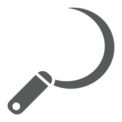 Sickle glyph icon, tool and agriculture, blade sign, vector graphics, a solid pattern on a white background.