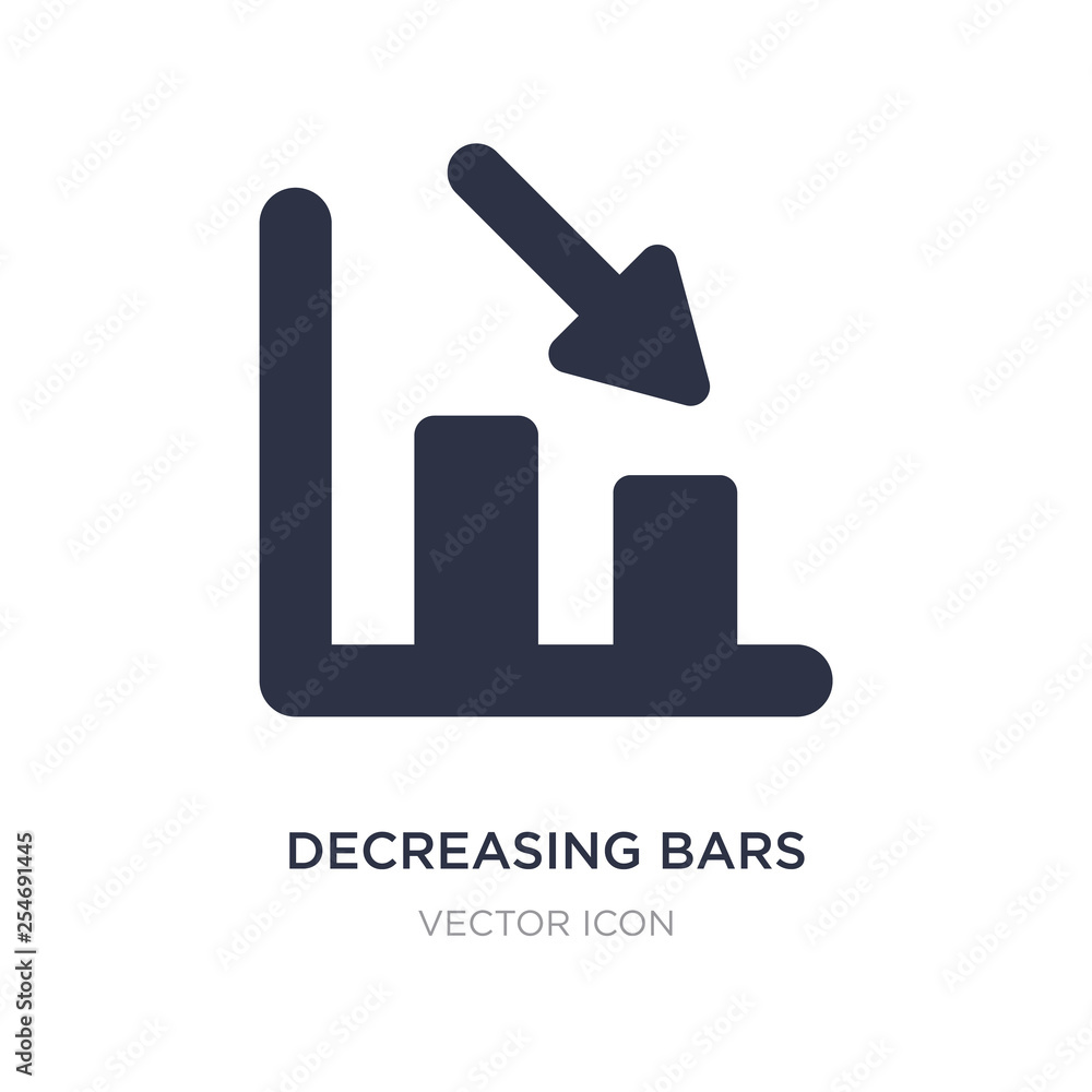 Poster decreasing bars chart icon on white background. simple element illustration from ui concept.