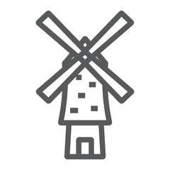 Windmill line icon, energy and wind, mill sign, vector graphics, a linear pattern on a white background.