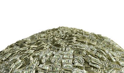 Millions of Dollars - a heap of money isolated on white - 3D Rendering - 254691632