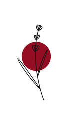 Lavander flower twig with red circle