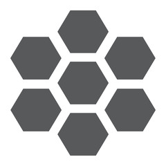 Honeycomb glyph icon, bee and honey, hexagon sign, vector graphics, a solid pattern on a white background.