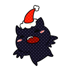 christmas cartoon of kawaii bat