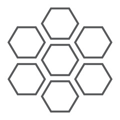 Honeycomb thin line icon, bee and honey, hexagon sign, vector graphics, a linear pattern on a white background.