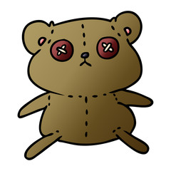 gradient cartoon of a cute stiched up teddy bear