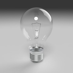 Incandescent light bulb isolated on gray background. 3D render