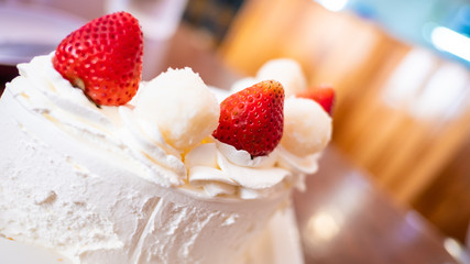 Soft focus of strawberry cake