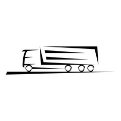A truck suitable for the sign, icon, background or template. Flat design. Vector graphic illustration.