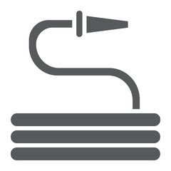 Garden hose glyph icon, tool and irrigation, sprinkler sign, vector graphics, a solid pattern on a white background.