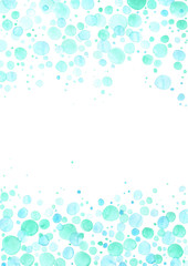 Blue ocean bubble watercolor hand painting on white paper for decoration.
