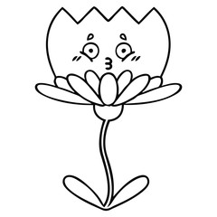 line drawing cartoon flower