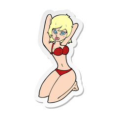 sticker of a cartoon sexy woman posing