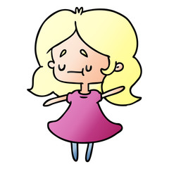 gradient cartoon of a cute kawaii girl