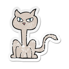 retro distressed sticker of a cartoon angry cat