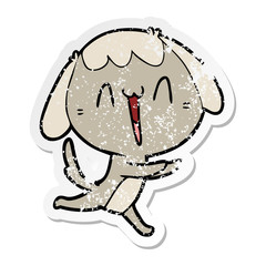 distressed sticker of a cute cartoon dog