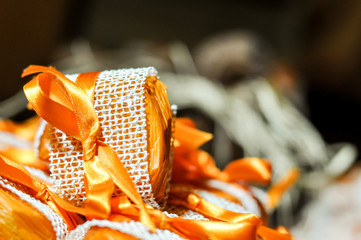 wedding candy table. delicious and assorted sweets. selective focus.