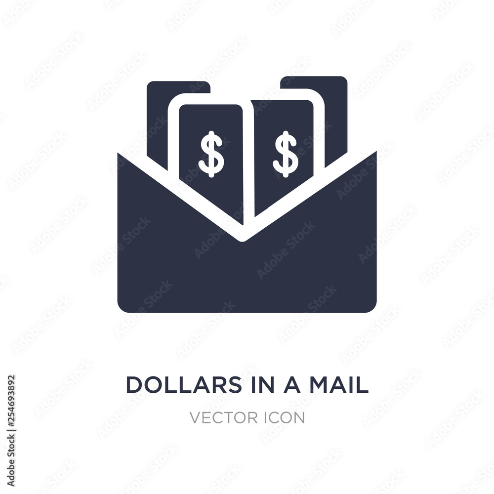 Poster dollars in a mail icon on white background. simple element illustration from ui concept.