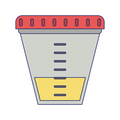 urine sample in bottle blue lines