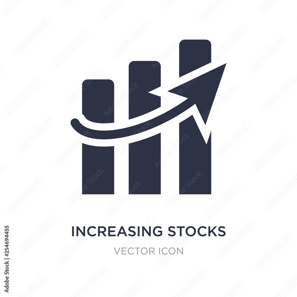Poster increasing stocks icon on white background. simple element illustration from ui concept.