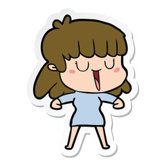 sticker of a cartoon woman laughing