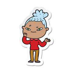 sticker of a cartoon woman