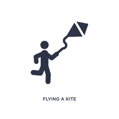 flying a kite icon on white background. Simple element illustration from activity and hobbies concept.