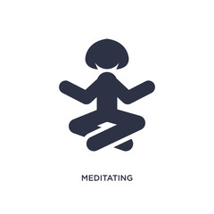 meditating icon on white background. Simple element illustration from activity and hobbies concept.
