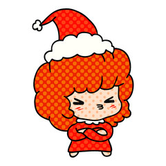 christmas cartoon of kawaii girl