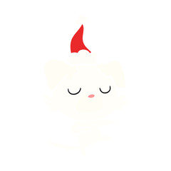 flat color illustration of a dog wearing santa hat