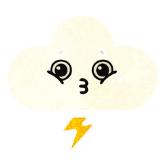retro illustration style cartoon storm cloud