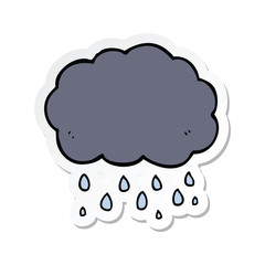 sticker of a cartoon cloud raining