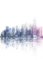 city skyline illustration abstract skyscraper skyline  - © hanohiki